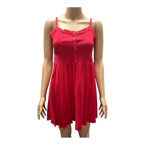 Express Dresses & Skirts - Express - EC - Red Faux Button-Front Dress Size Medium